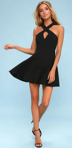 Lulus Black Skater Dress thumbnail 1