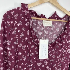 Auguste the Label Mae Devine Mini Dress Burgundy Floral Ruffle US 4‎ AU 8 JM193 thumbnail 6