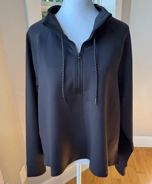AVIA Black Scuba Cropped Funnel Neck Quarter Zip Top Sweatshirt Size Large thumbnail 6