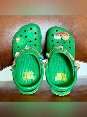 Lucky Charms Crocs sz J 6 Sparkle Green Clog Classic Marshmallow Charms jibbits thumbnail 5