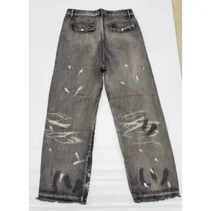 Acid Wash Wide Leg Paneled Denim Jeans Gray Streetwear Measurements in Photos thumbnail 6