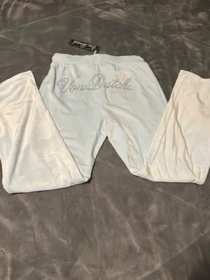 VON DUTCH Light Blue Velour Pants Size Medium thumbnail 2