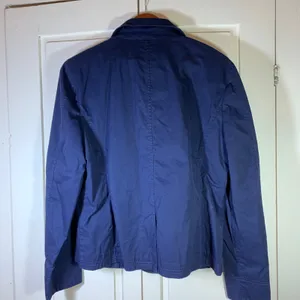 L.L.Bean Women's Navy Blue Cotton Blazer Jacket Size 14 REG Business Casual READ thumbnail 2