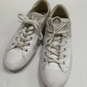 Converse One Star Shoes Womens 9 White‎ Leather Animal Print Glitter Sneakers thumbnail 6