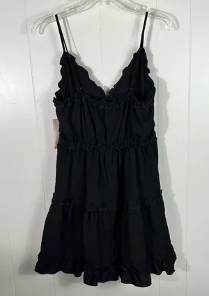 Inspired Hearts Black Ruffle Trim Fit & Flare Mini Tank Dress Medium M NWT thumbnail 8