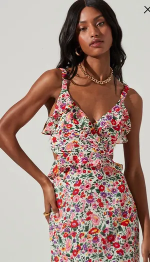 ASTR Revolve the label Wildflower Ruffle Cutout Midi Dress thumbnail 2