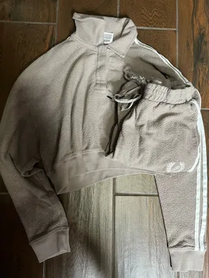 Victoria’s Secret PINK Neutral Beige Teddy Bear 🧸 Tracksuit Set Womens Small thumbnail 8