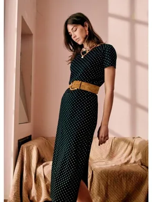 SEZANE Luce Dress ~ Black Ecru Polka Dots Small thumbnail 7