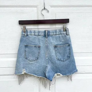 Savanna Jane Womens Shorts Rhinestone Tassel Blue Jean Denim Hippie Size Small thumbnail 3