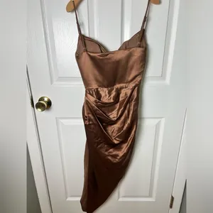 House of CB Satin Reva Sleeveless Toffee Balcony Corset Midi Dress XS thumbnail 7
