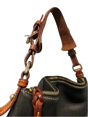 Dooney & Bourke Dillen Black Pebbled Leather Pocket Sac Hobo Shoulder Bag Med thumbnail 4