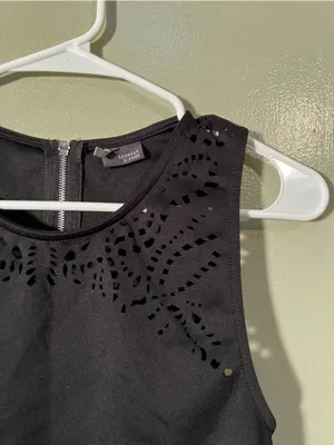 Sparkle & Fade Women's Size Medium Laser Cut Crop Top Black Zip Back High Neck thumbnail 5