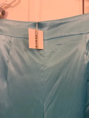 Light turquoise blue wide leg palazzo pants thumbnail 3