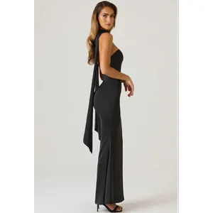 Oh Polly Mandi Scarf-Detail Strapless Gown Maxi Dress in Black size 6 New thumbnail 5