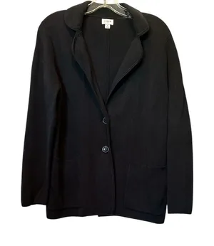J Crew 2 button sweater blazer black thumbnail 1