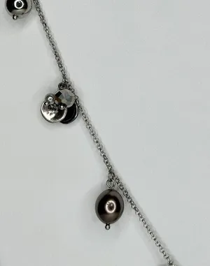 Chico's Cluster Beaded Pendant Silver Tone Long Necklace ✨ thumbnail 5