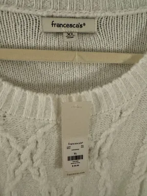 Francesca's Cozy White Cable Knit Sweater Dress thumbnail 5