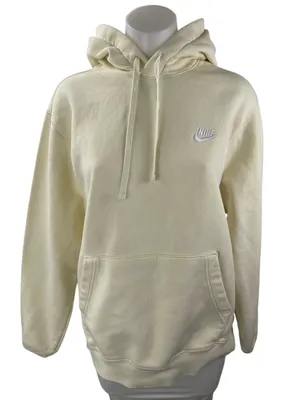 Nike Women's Cream Embroidered Logo Swoosh Hoodie Hooded Sweatshirt Top Size M thumbnail 1