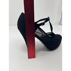 Call It Spring Cadorella Suede Mesh T-Strap Platform Stiletto Heels Women 9 Blac thumbnail 13