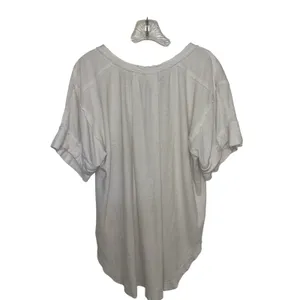 Free People We the Free White Heritage Henley Top Linen Cotton Oversized XS Boho thumbnail 3