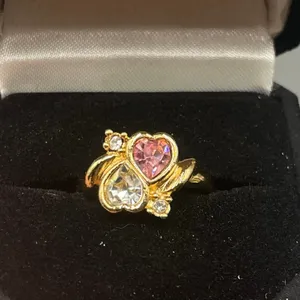 Double Hearts CZ Pink and Clear Rhinestone Ring in Gift Box Size 8 Vtg Avon thumbnail 10