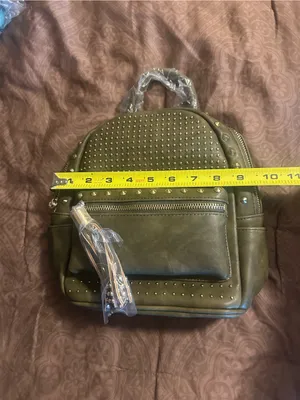 Olive Green Faux Leather Women’s Backpack Purse thumbnail 8