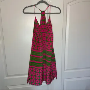 Amanda Uprichard 100% Silk Pink Green Mini Dress Geometric Sleeveless Small‎ thumbnail 4