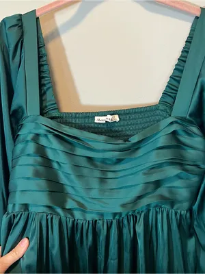 Abercrombie & Fitch Emerson Satin‎ Green Mini Dress Long Sleeve Small Tall ST thumbnail 3