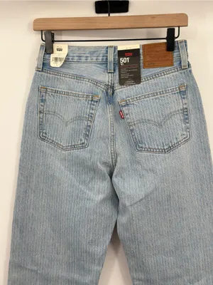 Levis 501 81 Jeans Womens 25x31 NWT Light Indigo Pattern High Rise $128‎ thumbnail 6
