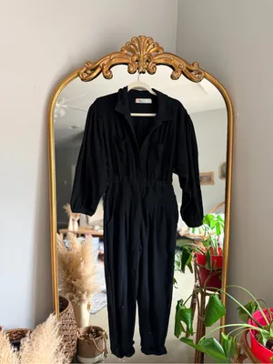 Free people Faye black long sleeve jumpsuit Xs thumbnail 2