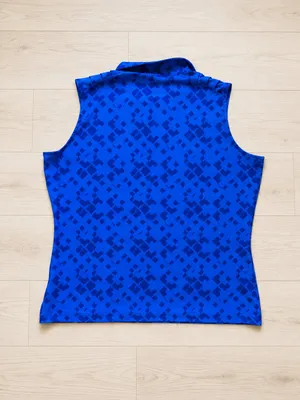 Nike Golf Dri-FIT Sleeveless Blue Geometric Pattern Polo Shirt XL thumbnail 2