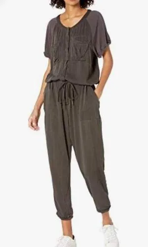 Free People Raving Rayon Utility Romper Washed Black Jumpsuit Size Small thumbnail 1