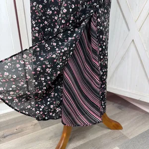 Vintage 90s Y2K Kathie Lee Floral Sleeveless Shift Maxi Dress Black Pink Medium thumbnail 6