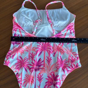 Shade & Shore One Piece Swimsuit L Pink Purple Palm Tree Beachy Tropical Whimsy thumbnail 10