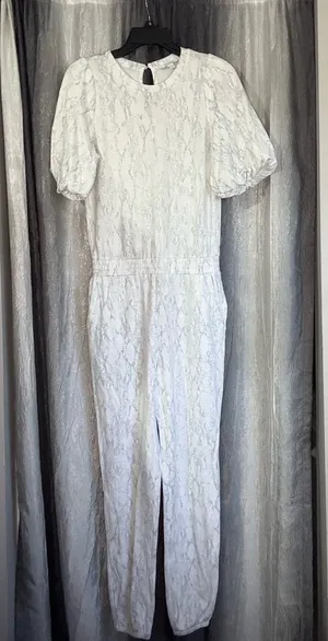 Daily Ritual White Light Heathered Short Sleeve Jumpsuit thumbnail 1
