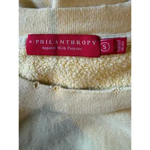n:PHILANTHROPY Reeves‎ Sweatshirt Women Small Yellow Crop Distressed Streetwear thumbnail 13