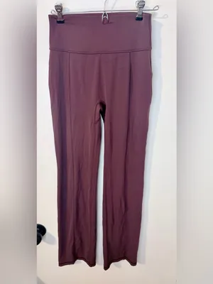 INGIA High Waist Flare Yoga Pants Plum Brown Sweetheart Seam 31” Inseam XS thumbnail 5