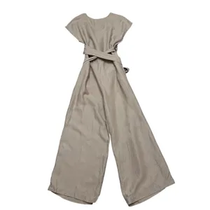 Aritzia Wilfred Brax Jumpsuit Beige Size 8 Linen Blend Wide Legs Wrap Front Tie Waist thumbnail 7