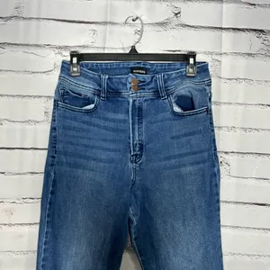 Blue Flare Wide Leg Jeans High-Rise Waist Hippie Y2K Baggy Style SZ 29 Retro thumbnail 5