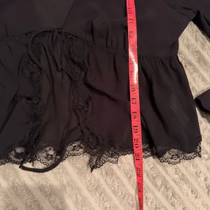 NWT Garage Black‎ Sheer Lace Trim Tie-Front Long Sleeve Blouse - Women’s Size XL thumbnail 6