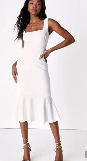 Lulus White Sleeveless Mermaid Hem Dress thumbnail 1
