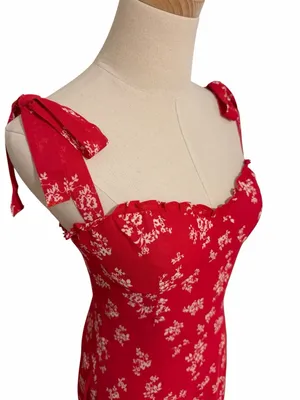 Reformation Nikita Dress in Summer Red Floral Size 8 NWT thumbnail 4