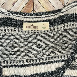 Hollister Long Sleeve Sweater Dress S Black White Fair Isle Boho Cabincore Fall thumbnail 2