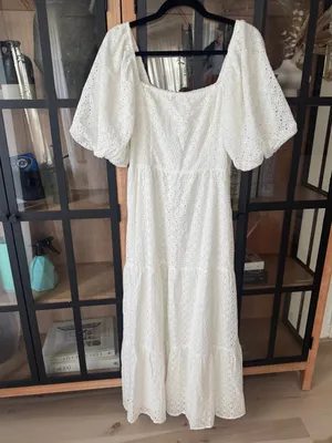 NWT Buddy Love embroidered eyelet maxi dress midi puff sleeve short posie bridal thumbnail 2