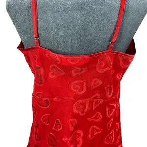 Red Babydoll Camisole Tank Top Medium Textured Hearts Mesh Coquette Y2K Vintage‎ thumbnail 11