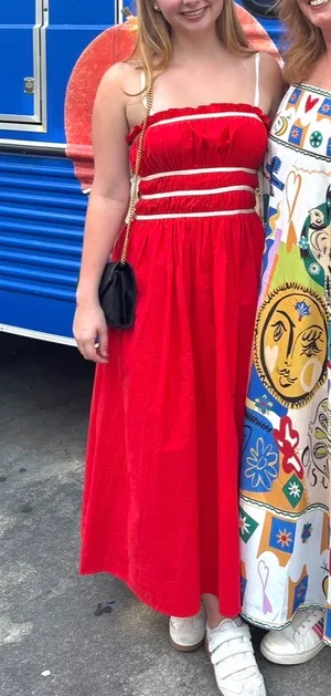 Red Maxi Dress Boutique Size M thumbnail 1