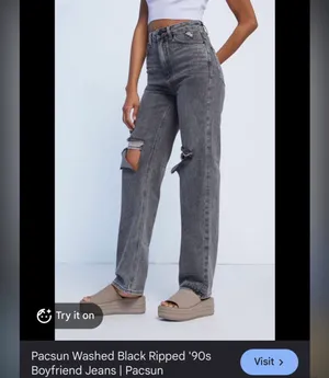 Pacsun black/dark grey ripped 90s boyfriend jeans thumbnail 2