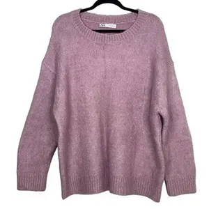 ZARA Oversized Ribbed Hem Long Sleeve Round Neck Pullover Sweater M Purple thumbnail 12