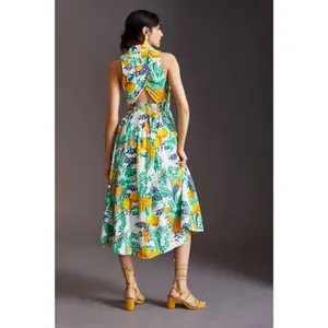 Anthropologie Maeve Maxi Shirt Dress Pineapple Tropical Women's Size M / $278 thumbnail 3