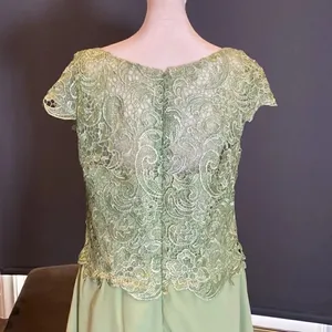 Women’s Green Chiffon & Lace Mid Length Dress with a Zip Up Back Size L NWOT thumbnail 5